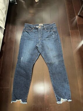 LOFT Dark Blue Distressed Ankle Jeans